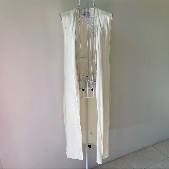 Cupcake and cashmere viscose blend open front long vest pockets ivory size XS - Picture 1 of 9